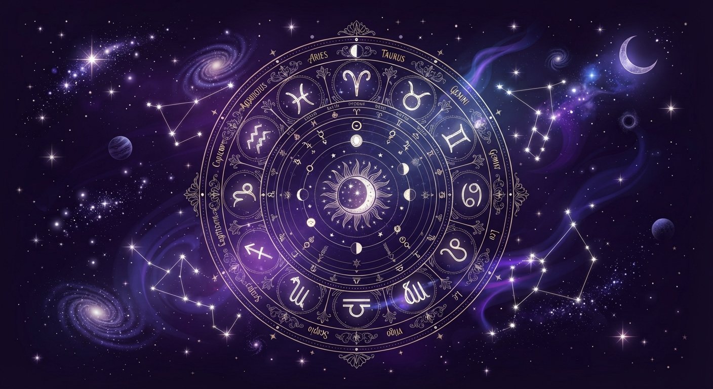 Détail astrologique : Les aspects astrologiques expliqués simplement — symboles du zodiaque et cosmos