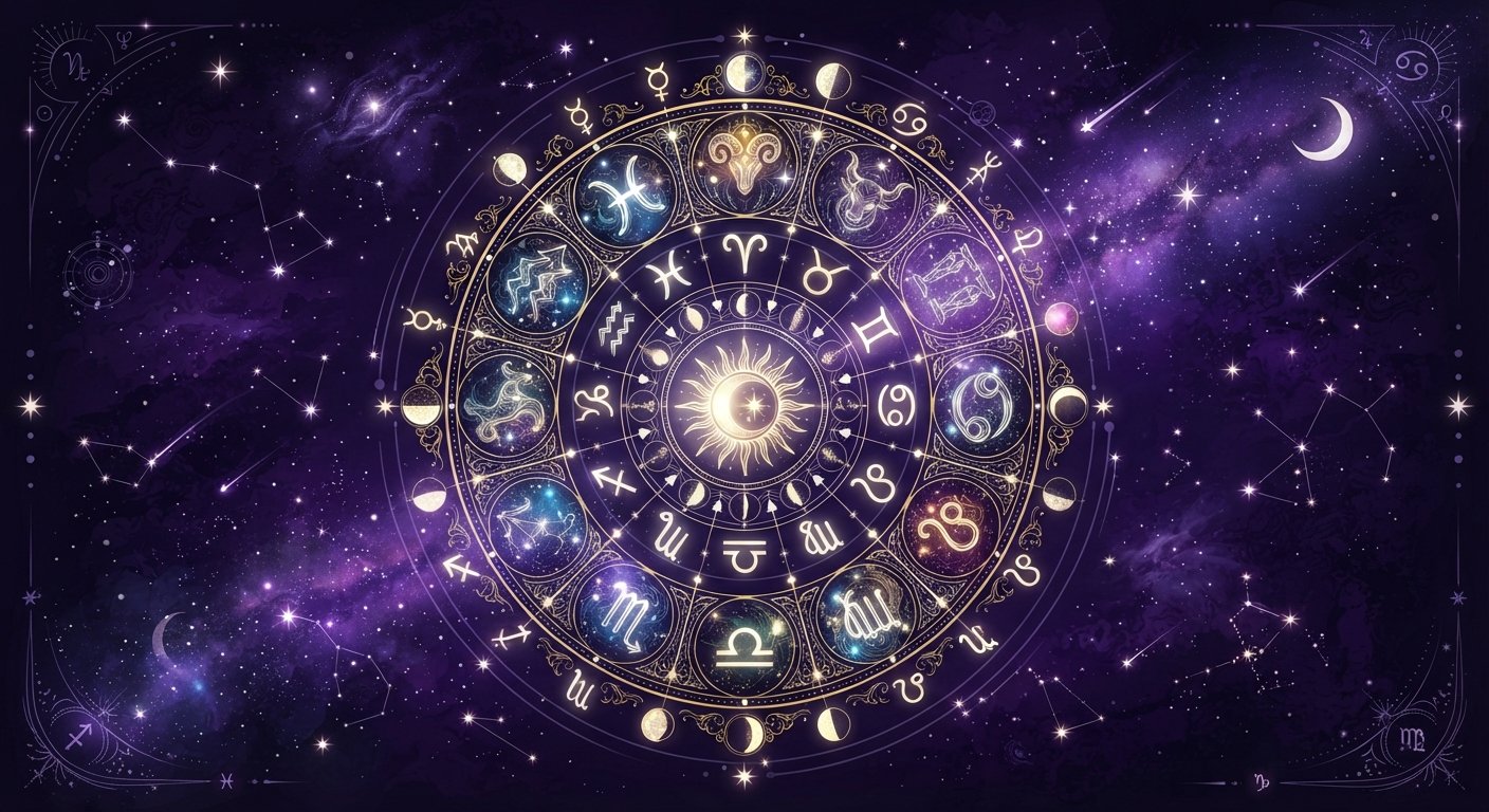 Détail astrologique : Les 12 signes du zodiaque : dates, caractéristiques et éléments — symboles du zodiaque et cosmos