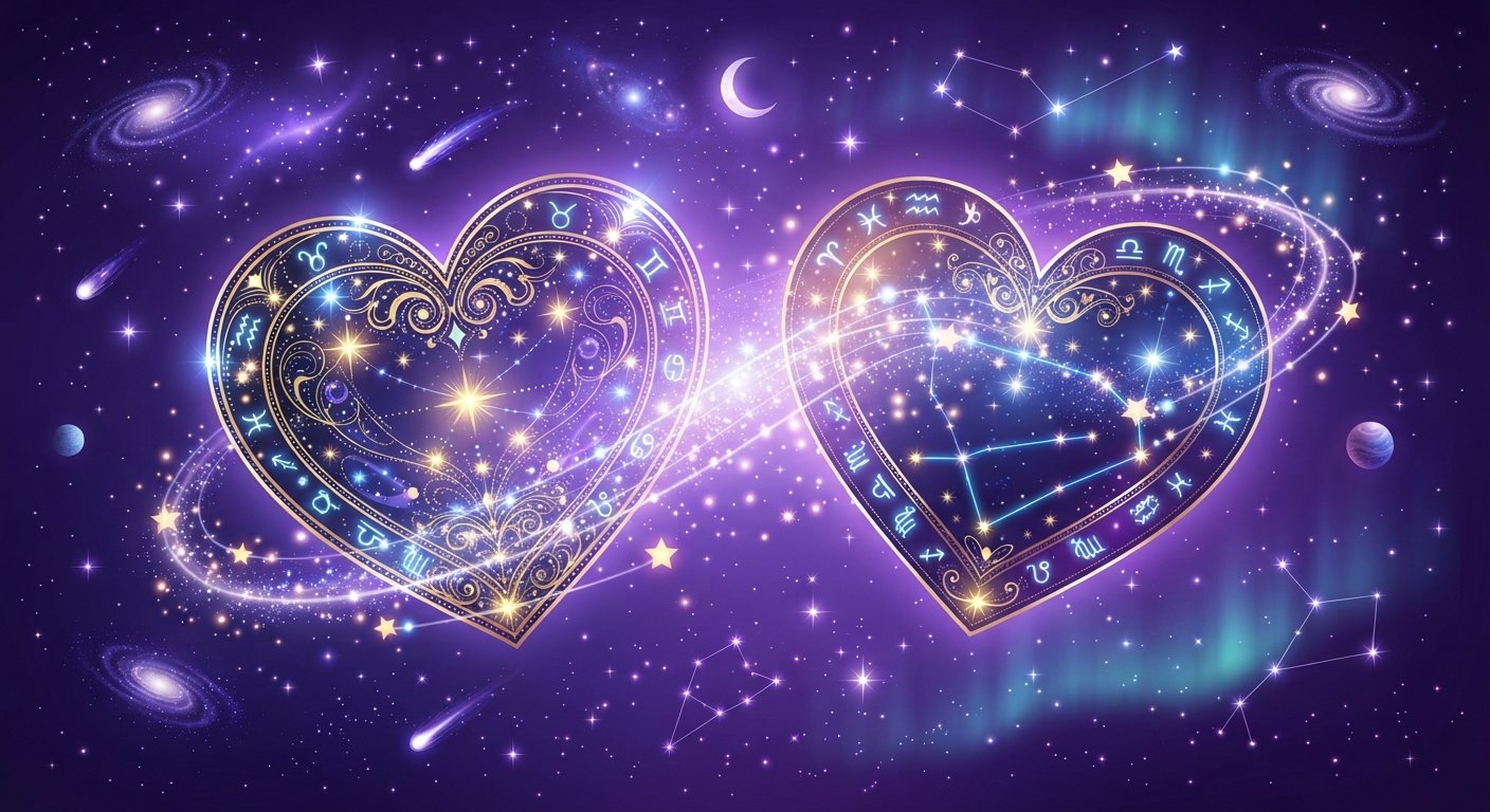 Détail astrologique : Les 5 paires de signes les plus compatibles en amour — symboles du zodiaque et cosmos