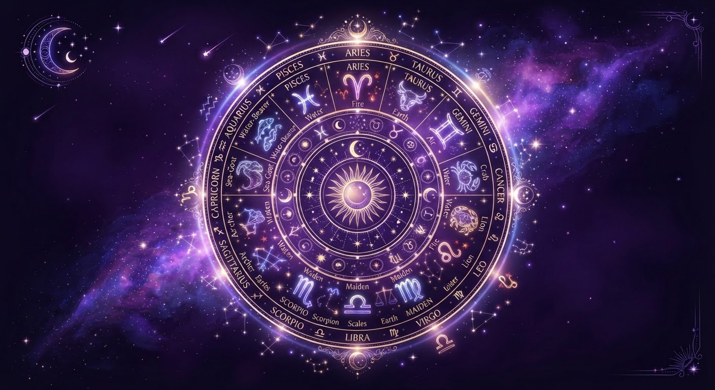 Détail astrologique : Comment lire son horoscope correctement ? Guide pour débutants — symboles du zodiaque et cosmos